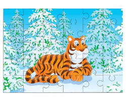 Tigre allongé sur la neige
