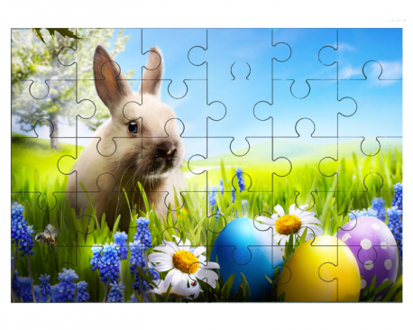 Lapin avec des oeufs de Pâques - Puzzles en bois