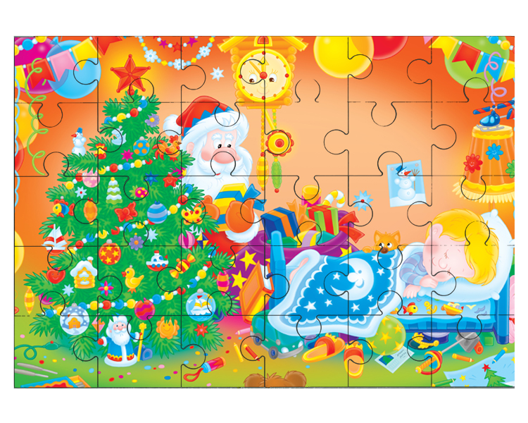 Père Noël dans une chambre - Puzzles en bois