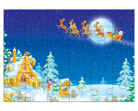 Père Noël dans un traineau - Puzzles en bois